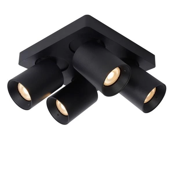 Lucide NIGEL - Spot plafond - LED Dim to warm - GU10 - 4x5W 2200K/3000K - Noir - détail 1